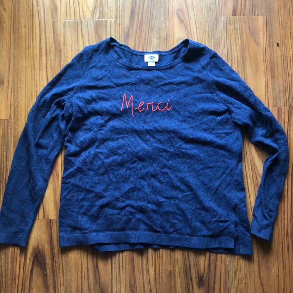 Embroidered Old Navy Blue Knitted Sweater